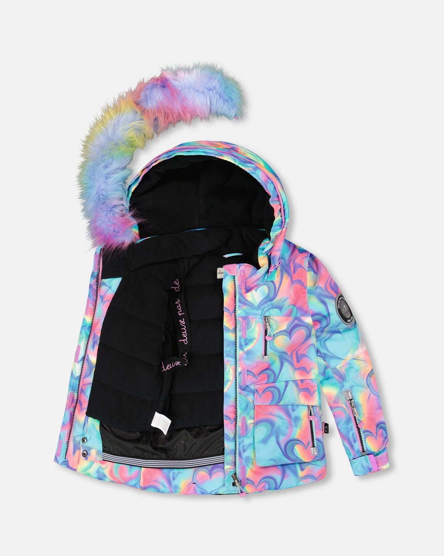 Two-Piece Play Snowsuit Black With Multicolor Print Jacket